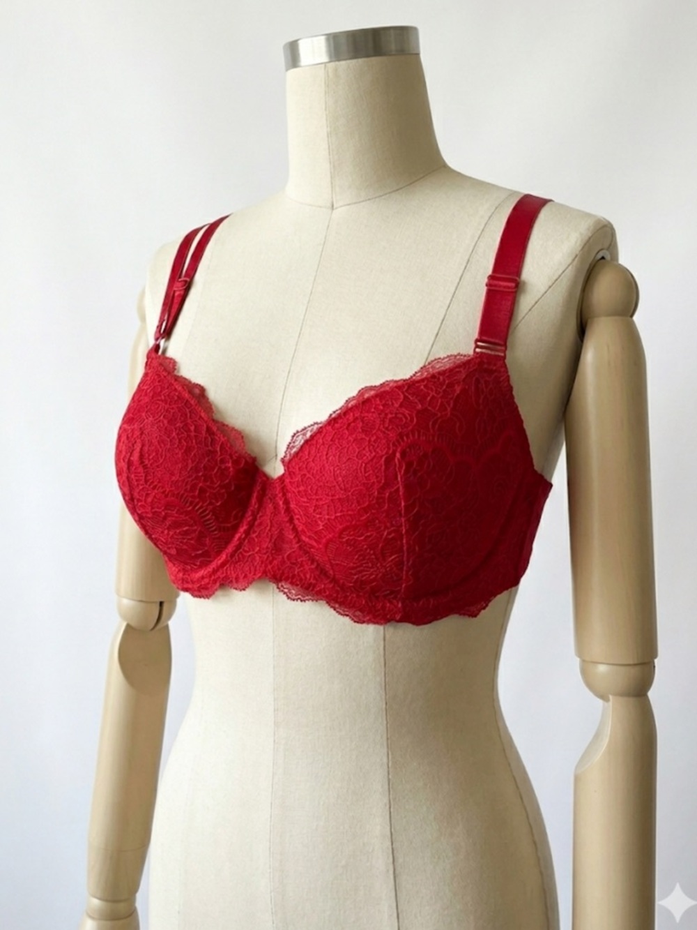 Victoria’s Secret Dream Angels Lace Demi Bra – Size 32D | Lightly Lined | Red